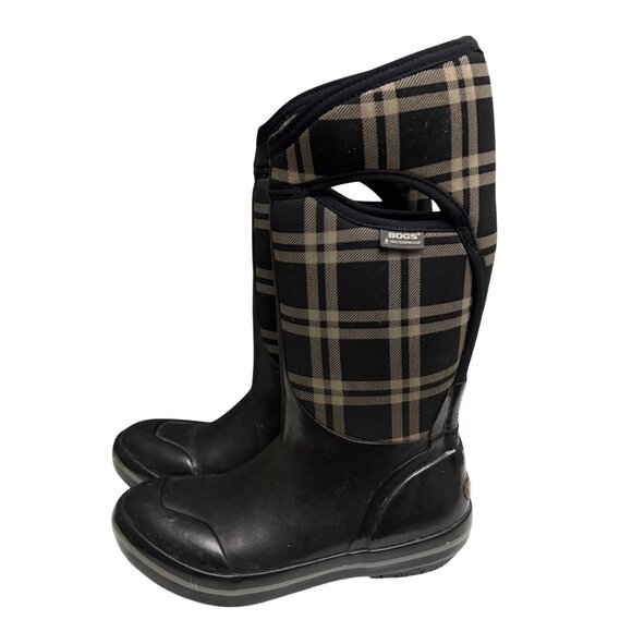 Bogs Waterproof Plimsoll Plaid Neo-Tech Tall Handle Insulated Rain Boots 8 - Picture 1 of 8